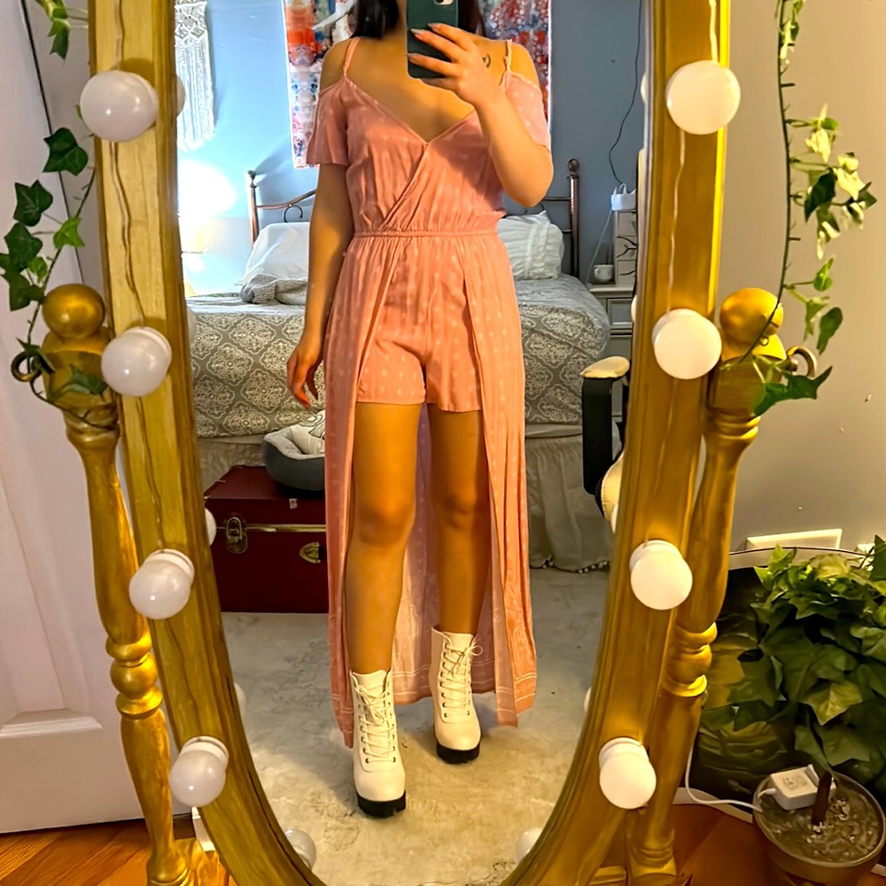 Pink romper / high low dress